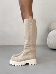 Демісезонні чоботи NA, натуральна замша, беж