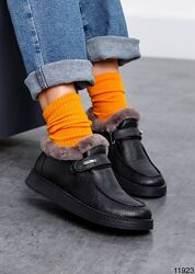 Зимові черевики, натуральна шкіра - фортар, чорні