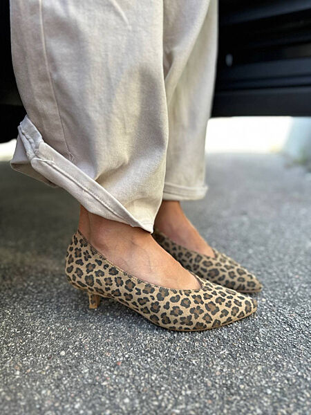 Туфлі, натуральна замша, з леопардовим принтом