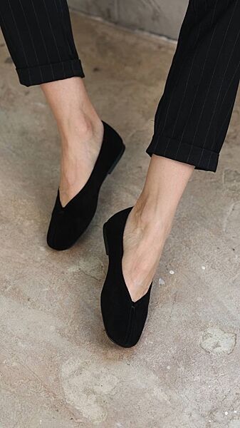 Балетки, натуральна замша, чорні