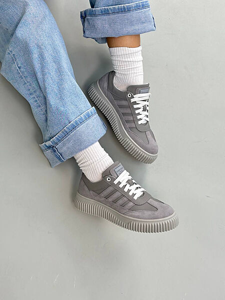 Кеди, натуральна шкіра/замша, сірі