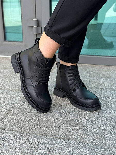 Черевики жіночі шкіряні чорні демі/зима