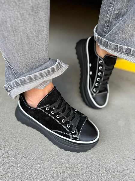 Кеди, натуральна замша/шкіра, чорні