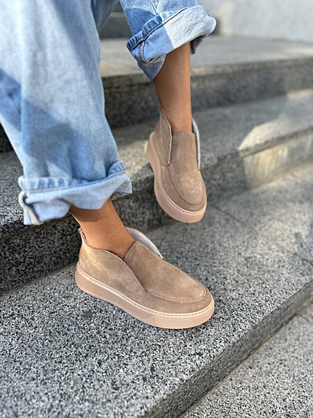 Лофери, натуральна замша, какао, демі/зима