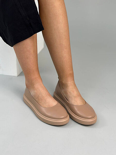 Балетки, натуральна шкіра, бежеві