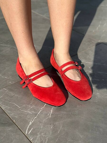 Туфлі, натуральна замша, червоні