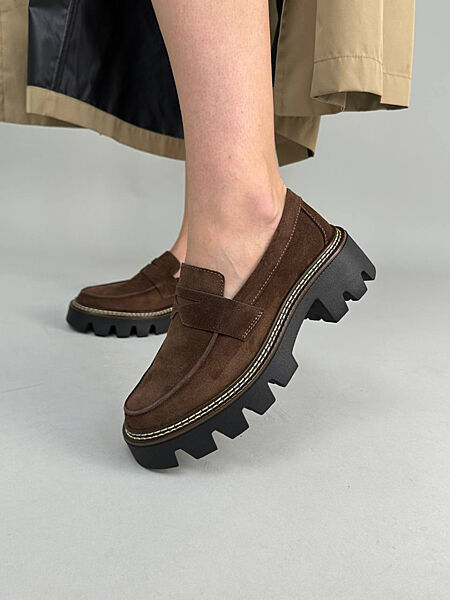 Лофери, натуральна замша, шоколадного кольору