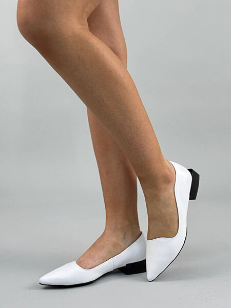 Балетки, натуральна шкіра, білі