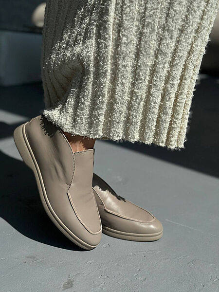 Лофери, натуральна шкіра, бежеві