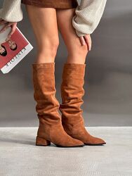 Чоботи єврозима, натуральна замша, горіх