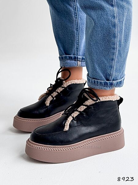 Черевики зима Nita, натуральна шкіра, чорні