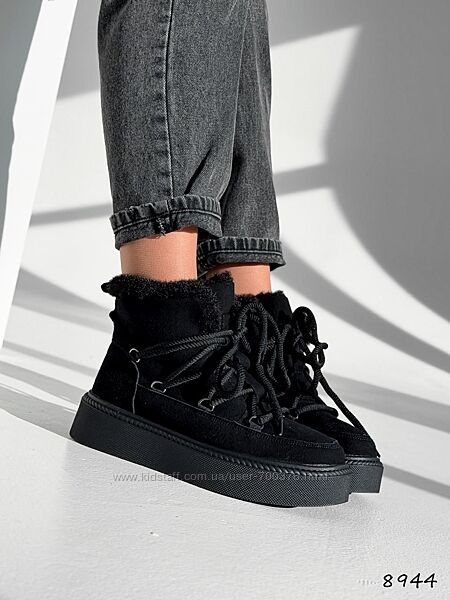 Черевики зима Flora, натуральна замша, чорні