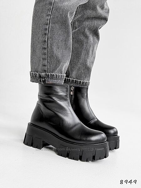 Черевики зима Alain, натуральна шкіра, чорні