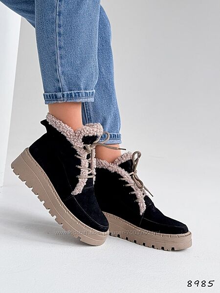 Черевики зима Ales, натуральна замша, чорні