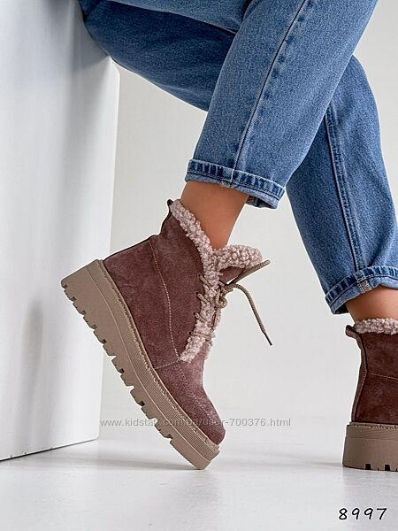 Черевики зима Ales, натуральна замша, мокко