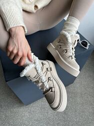 Черевики зимові, натуральна замша, пісочні