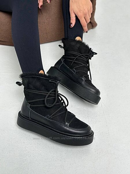 Уггі, дублянка/натуральна шкіра, чорні