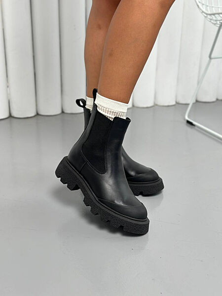 Челсі жіночі шкіряні чорні зимові