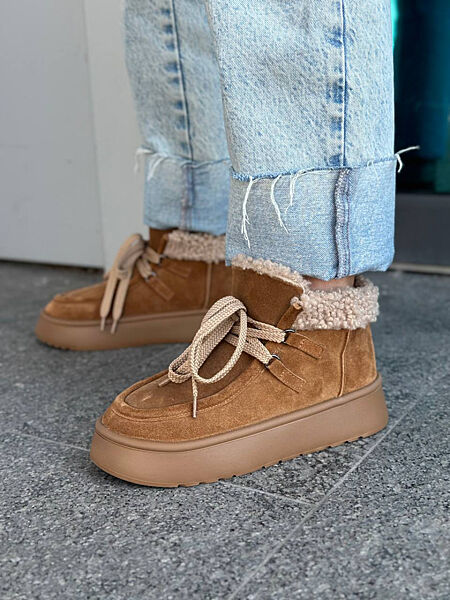 Черевики жіночі замшеві руді зимові