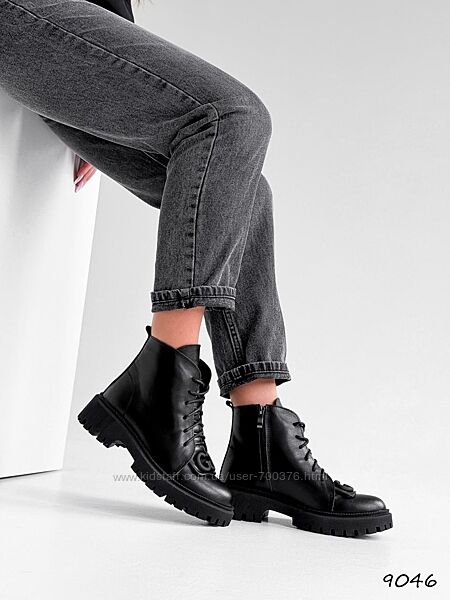 Черевики демі Alis, натуральна шкіра, чорні