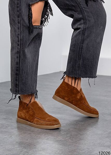 Демісезонні черевики, натуральна замша, кемел