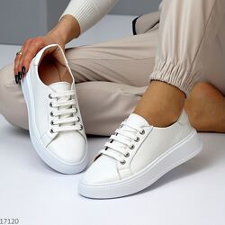 Кеди Fire, натуральна шкіра флотар, білі