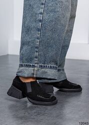 Комфортні туфлі, натуральна замша, чорні