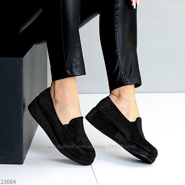 Лофери Shain чорні/стрази