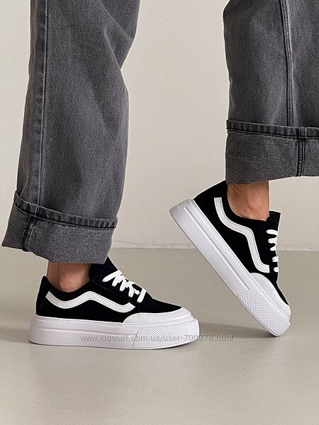 Кеди NikArt, натуральний велюр/шкіра, чорні/білий