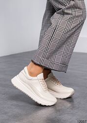 Кросівки, натуральна шкіра, світлий беж