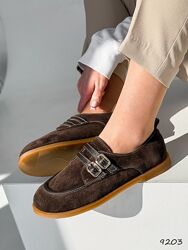 Лофери Stella, натуральна замша/шкіра, шоколад