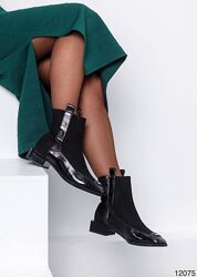 Черевики Демі, натуральна замша/лакова шкіра, чорні