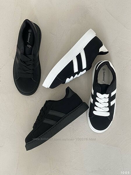 Кеди чорні, чорні/білий
