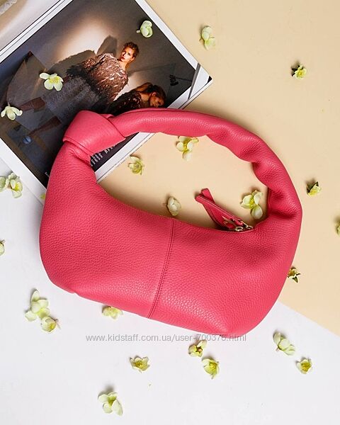 Стильна сумка Ботега, натуральна шкіра, фуксія