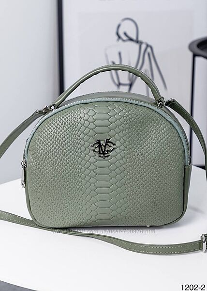 Сумка жіноча, натуральна шкіра з тисненням, олива