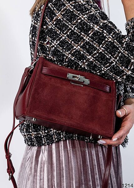Сумка жіноча, натуральна замша, марсала
