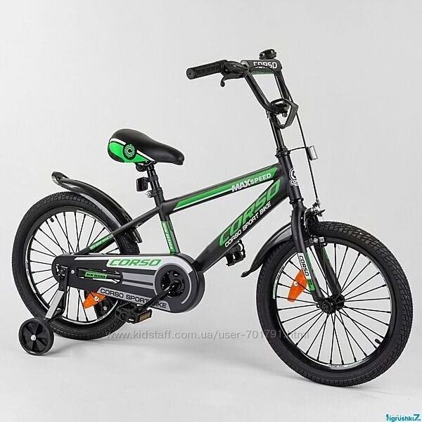 Corso ST 18 дюймов детский двухколесный велосипед Корсо c усиленной спицей