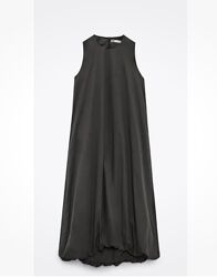 Нова максі сукня обьемная Zara тауп котонова хлопок