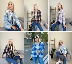 Женская теплая рубашка в клетку