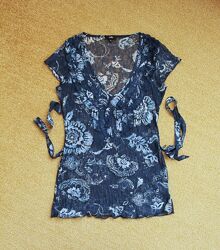 Блуза блузка майка Marks & Spencper una гипюровая летняя легкая принт 38-36