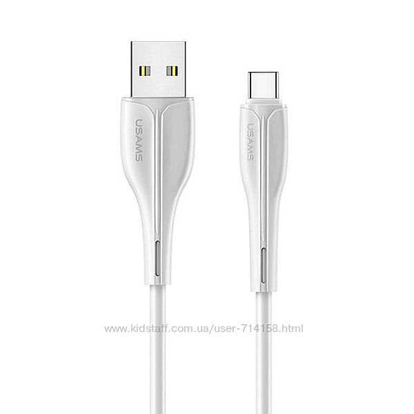 Data кабель Usams U38 USB Type-C Charging Data Cable білий зарядний на 2А
