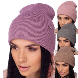 Шапка женская двойная с отворотом