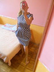 платье сине-серое в горошек Closet 10 S 68котон, 27полиамид, 5эластан