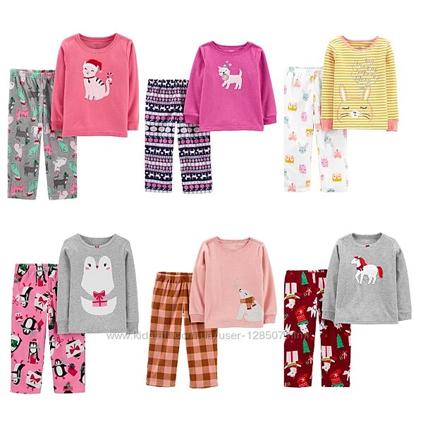  Пижамы Carters для девочек - флис от 2 до 5 лет