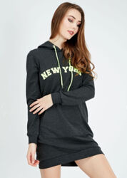 Select. Англия. В наличии. Платье худи с неоновой надписью New York.