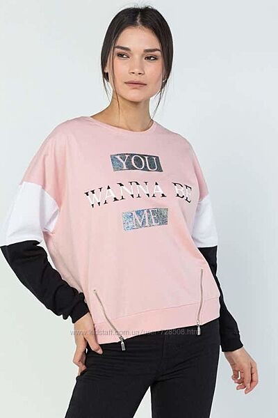 Select. Англия. Свитшот оверсайз с рукавами баллон и молниями.