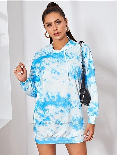 Shein. Англия. В наличии. Платье худи в принте тай дай.