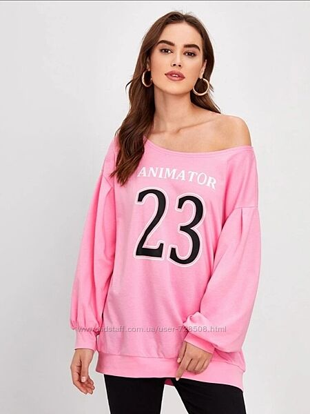 Shein. Англия. Удлиненный свитшот оверсайз с рукавами баллон.