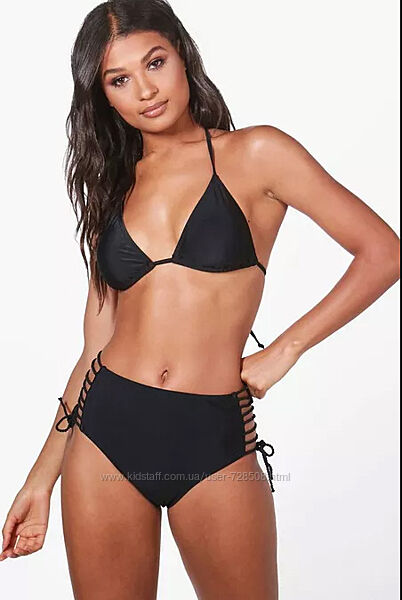 Boohoo. Англия. В наличии. Плавки с высокой посадкой со шнуровкой по бокам.