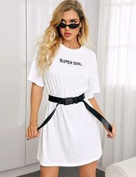 Shein. Из Англии. В наличии. Платье футболка оверсайз с поясом.